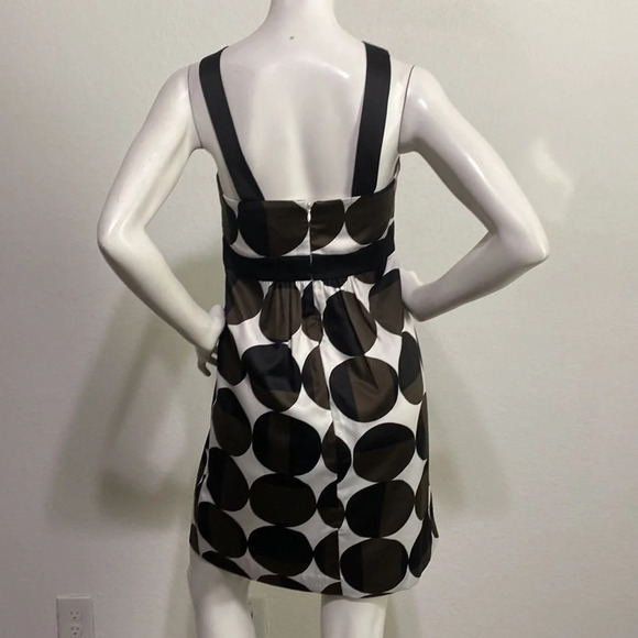 Banana Republic NWOT Black & Brown Polka Dot Halter Empire Satin Dress Size 4 - Picture 5 of 8